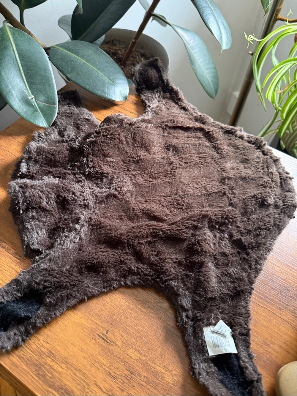 Quilted Faux-Fur Lined Pet Coat - Black and Brown size M